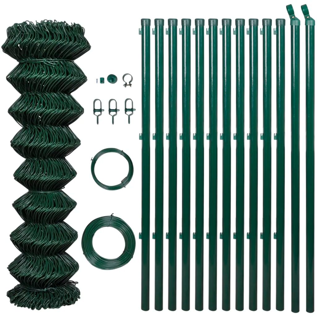 vidaXL Gaashek met palen 1,5x15 m staal groen