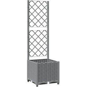vidaXL Plantenbak met latwerk 40x40x136 cm polypropeen lichtgrijs vidaXL Plantenbak met latwerk 40x40x136 cm polypropeen lichtgrijs