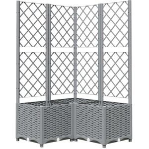 vidaXL Plantenbak met latwerk 80x80x136 cm polypropeen lichtgrijs vidaXL Plantenbak met latwerk 80x80x136 cm polypropeen lichtgrijs