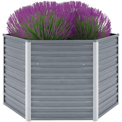 vidaXL Plantenbak verhoogd 129x129x77 cm gegalvaniseerd staal grijs vidaXL Plantenbak verhoogd 129x129x77 cm gegalvaniseerd staal grijs