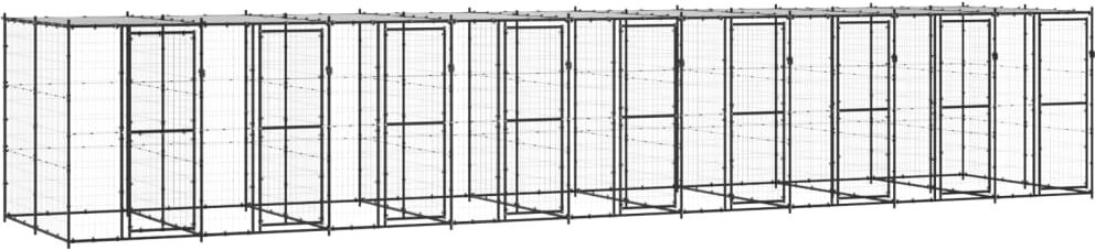 vidaXL Hondenkennel met dak 21,78 m² staal