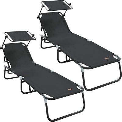 vidaXL Opvouwbare zonnebed 2 st oxford Zwart vidaXL Opvouwbare zonnebed 2 st oxford Zwart