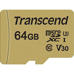 Transcend Premium 500S microSDXC-kaart 64 GB Class 10, UHS-I, UHS-Class 3, v30 Video Speed Class Incl. SD-adapter