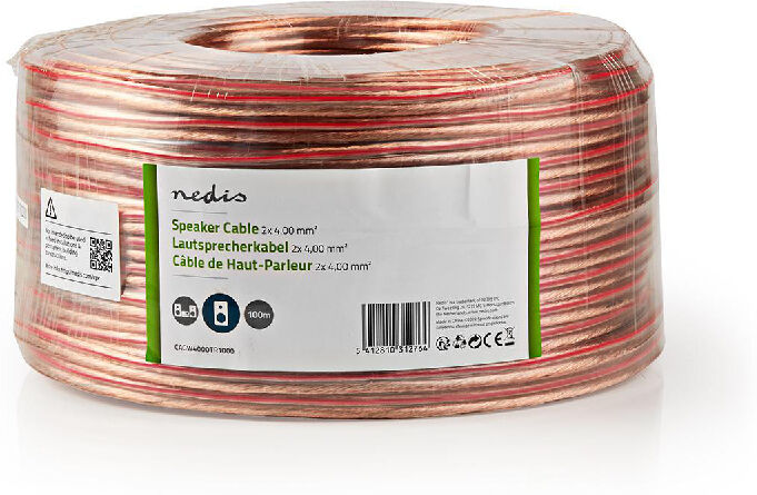 Nedis Luidsprekerkabel CCA 2 x 4mm2 - Transparant - 100 meter