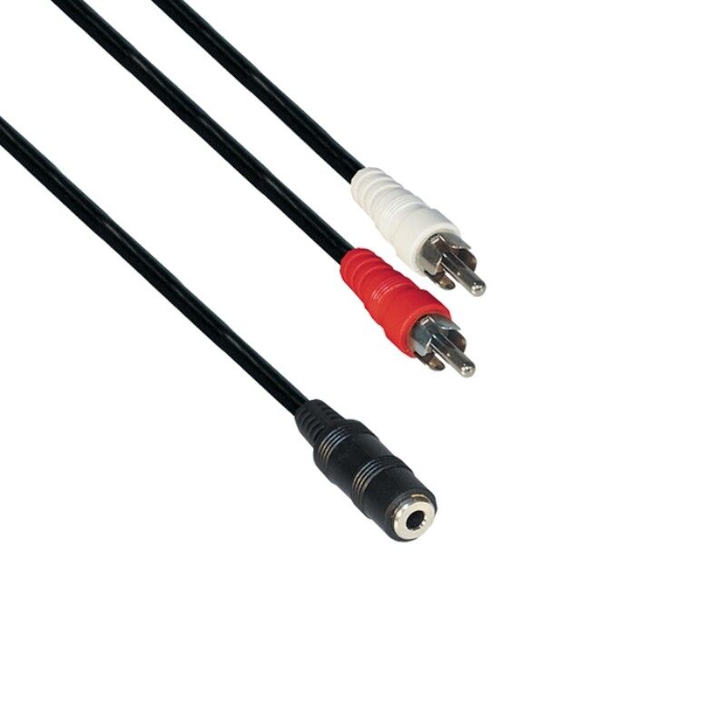 KD 3,5mm Stereo Jack (v) - Stereo Tulp (m) Kabel - 0,2 meter - Zwart