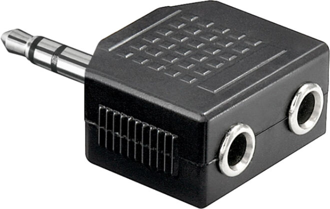 KD 3,5mm (m) - 2x 3,5mm Stereo Jack (v) Splitter Adapter - Zwart