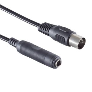 S-Conn 6,35mm Stereo Jack (v) - 5-pin DIN (m) Kabel - 0,2 meter - Zwart