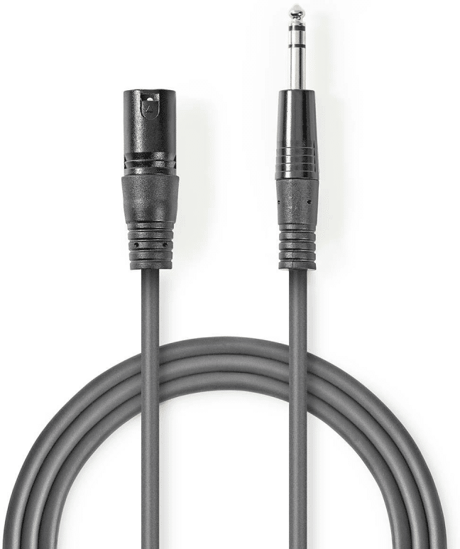 Nedis XLR 3-pin (m) - 6,35mm Stereo Jack (m) Kabel - 1,5 meter - Antraciet