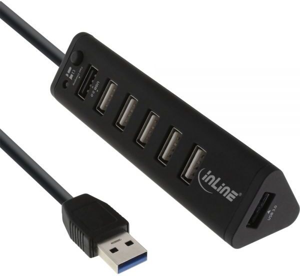 InLine USB 2.0/3.0 Smart Hub 7-poorts Zwart