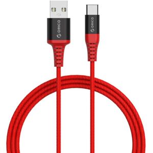 Orico USB-A naar USB-C Kabel - 2,4A Opladen - USB 2.0 - Nylon Sleeve - 1 meter - Rood