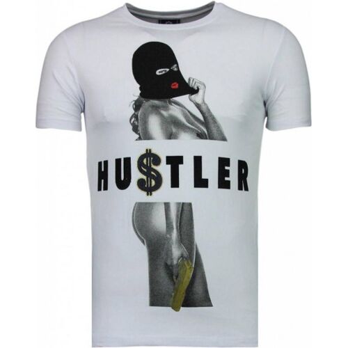 Local Fanatic Hustler rhinestone t-shirt Wit Extra Large Male