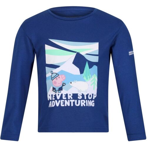 Regatta Kinderen/kinderen stop nooit met avonturieren peppa pig t-shirt met lange mouwen Blauw 80 Male