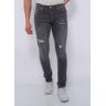 True Rise Slim fit jeans met scheuren dc Grijs 34 Male