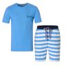 Phil & Co Shortama heren maritim pyjama set gestreept Licht blauw Large Male