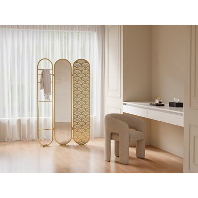 Vente-unique Kamerscherm art deco met spiegel in metaal - 3 luiken - L117 x H175 cm - Goudkleurig - MAVICA Vente-unique Kamerscherm art deco met spiegel in metaal - 3 luiken - L117 x H175 cm - Goudkleurig - MAVICA