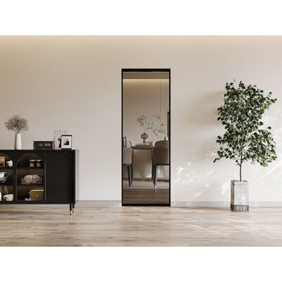 Vente-unique Schuifdeur met schuifsysteem - Aluminium en gerookt gehard glas - H205 x B93 cm - LINCI II Vente-unique Schuifdeur met schuifsysteem - Aluminium en gerookt gehard glas - H205 x B93 cm - LINCI II