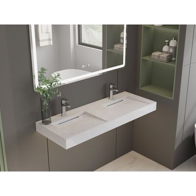Vente-Unique Kodiak Dubbele Wandgemonteerde Wastafel - 120x45 - Modern Design Vente-Unique Kodiak Dubbele Wandgemonteerde Wastafel - 120x45 - Modern Design
