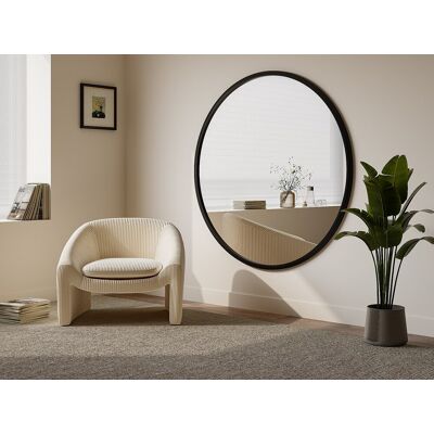 Vente-unique Grote ronde wandspiegel van paulowniahout - D150 cm - Zwart - ZANG Vente-unique Grote ronde wandspiegel van paulowniahout - D150 cm - Zwart - ZANG