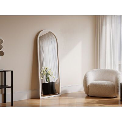 Vente-unique Grote boogvormige spiegel van paulowniahout - L65 x H170 cm - Wit - SHANGI Vente-unique Grote boogvormige spiegel van paulowniahout - L65 x H170 cm - Wit - SHANGI