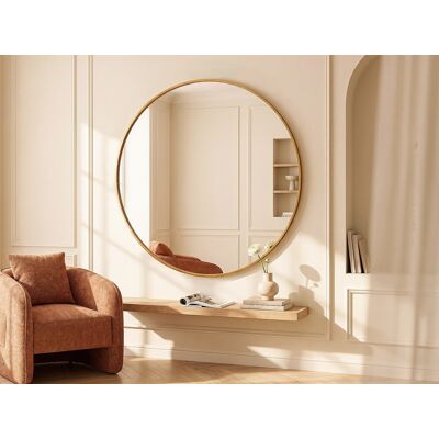 Vente-unique Grote ronde wandspiegel van metaal - D150 cm - Goudkleurig - RONDIA Vente-unique Grote ronde wandspiegel van metaal - D150 cm - Goudkleurig - RONDIA