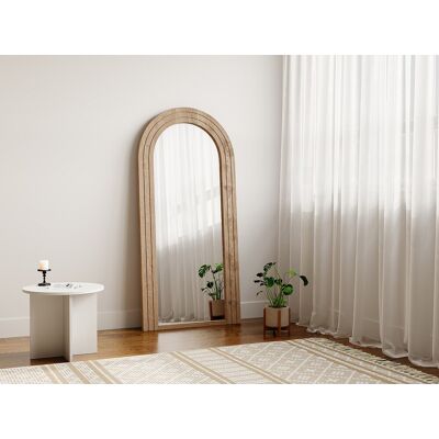 Vente-unique Grote boogvormige spiegel van heveahout - L70 x H150 cm - Naturel - ANSHUN Vente-unique Grote boogvormige spiegel van heveahout - L70 x H150 cm - Naturel - ANSHUN