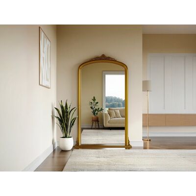 Vente-unique Grote spiegel van paulowniahout - L. 120 x H.190 cm - Goudkleurig - MERRY Vente-unique Grote spiegel van paulowniahout - L. 120 x H.190 cm - Goudkleurig - MERRY
