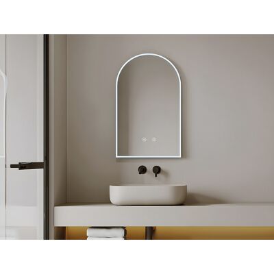 Vente-unique Badkamerspiegel met boog – Anticondens – Met ledverlichting – B50 x H80 cm – ARCADI Vente-unique Badkamerspiegel met boog – Anticondens – Met ledverlichting – B50 x H80 cm – ARCADI