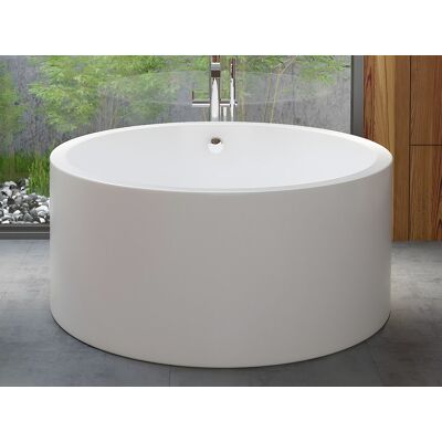 Vente-unique Rond vrijstaand bad – 130 × 130 × 58 cm – acryl – wit – 165 L – LAGUNO Vente-unique Rond vrijstaand bad – 130 × 130 × 58 cm – acryl – wit – 165 L – LAGUNO