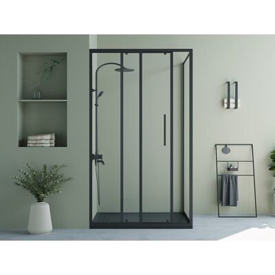Vente-unique Vast douchescherm met schuifdeur met industriële stijl - Mat zwart - 120 x 80 x 195 cm - TORONI Vente-unique Vast douchescherm met schuifdeur met industriële stijl - Mat zwart - 120 x 80 x 195 cm - TORONI