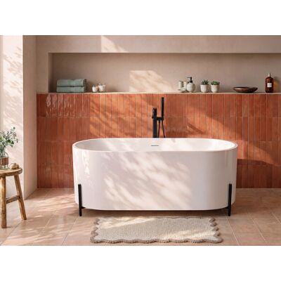 Vente-unique Ovaal vrijstaand bad met zwarte poten - 160 x 73,5 x 59 cm - Wit - ALONSA Vente-unique Ovaal vrijstaand bad met zwarte poten - 160 x 73,5 x 59 cm - Wit - ALONSA