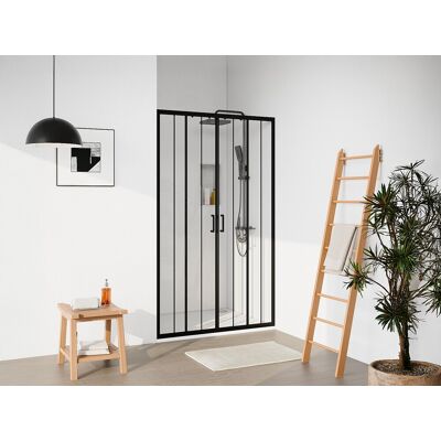 Vente-unique Dubbele schuifdeur voor douche in mat zwart metaal - Kalkwerend glas - 120 x 195 cm - BAVIODA Vente-unique Dubbele schuifdeur voor douche in mat zwart metaal - Kalkwerend glas - 120 x 195 cm - BAVIODA