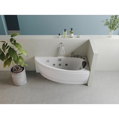 Vente-unique Wit asymmetrisch bubbelbad - 1 plaats - 160 x 75 cm - Hoek rechts - TABANA Vente-unique Wit asymmetrisch bubbelbad - 1 plaats - 160 x 75 cm - Hoek rechts - TABANA