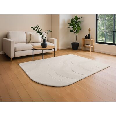 Vente-unique Vloerkleed met reliëf in 100% handgetufte wol met afgeronde boord - 200 x 290 cm - Ivoor - VELORIA Vente-unique Vloerkleed met reliëf in 100% handgetufte wol met afgeronde boord - 200 x 290 cm - Ivoor - VELORIA