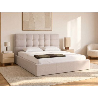 Vente-unique Bed met opbergruimte 200 x 200 cm - Stof - Beige - ELIAVA Vente-unique Bed met opbergruimte 200 x 200 cm - Stof - Beige - ELIAVA