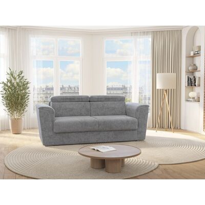 Vente-unique Vierzitsslaapbank express van grijze stof - Bed met brede latten 160 cm - Matras met vormgeheugen 22 cm RIZORA Vente-unique Vierzitsslaapbank express van grijze stof - Bed met brede latten 160 cm - Matras met vormgeheugen 22 cm RIZORA