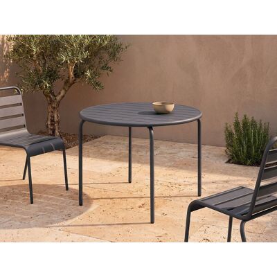 Vente-unique Ronde tuintafel D110 van metaal - Donkergrijs - MIRMANDE Vente-unique Ronde tuintafel D110 van metaal - Donkergrijs - MIRMANDE