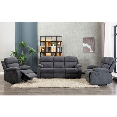 Vente-unique Driezits relaxbank van stof TOLZANO - Antraciet Vente-unique Driezits relaxbank van stof TOLZANO - Antraciet