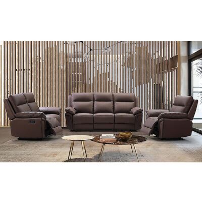 Vente-unique 3+2 zits relaxbank en -fauteuil van buffelleer PAKITA - Bruin Vente-unique 3+2 zits relaxbank en -fauteuil van buffelleer PAKITA - Bruin