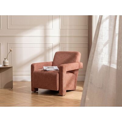 Vente-unique Fauteuil van terracottakleurige stof met textuur ISPARTA Vente-unique Fauteuil van terracottakleurige stof met textuur ISPARTA