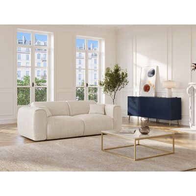 Vente-unique Driezitsslaapbank express van beige stof met textuur - Slaapoppervlak 140 cm -POGNIA Vente-unique Driezitsslaapbank express van beige stof met textuur - Slaapoppervlak 140 cm -POGNIA