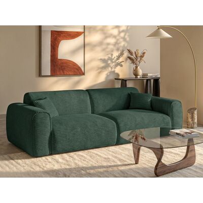 Vente-unique Vierzitsslaapbank express in dennengroen ribfluweel - Slaapoppervlak 160 cm - POGNIA Vente-unique Vierzitsslaapbank express in dennengroen ribfluweel - Slaapoppervlak 160 cm - POGNIA