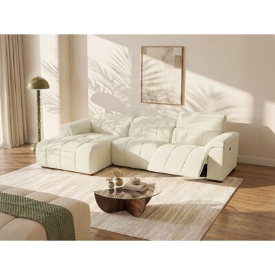 Vente-unique Elektrische relaxbank met linkse hoek in beige stof MOLPICA Vente-unique Elektrische relaxbank met linkse hoek in beige stof MOLPICA