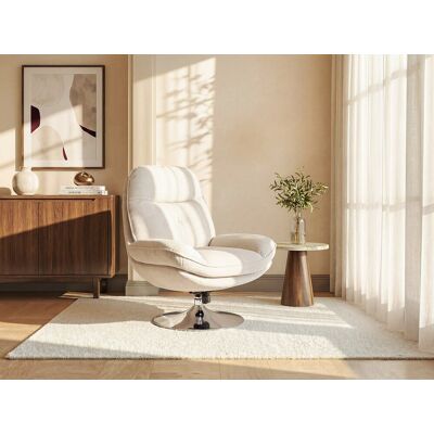 Vente-unique Draaifauteuil van beige stof met textuur - ILMACA Vente-unique Draaifauteuil van beige stof met textuur - ILMACA