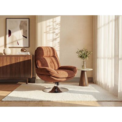 Vente-unique Draaifauteuil van terracottakleurige stof met textuur - ILMACA Vente-unique Draaifauteuil van terracottakleurige stof met textuur - ILMACA