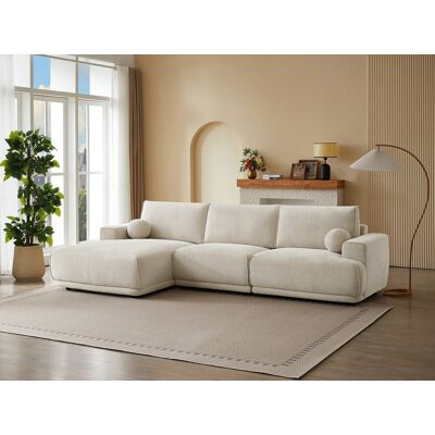 Vente-unique Linker hoekbank in beige chenille stof EMABI van Maison Céphy in chenille stof beige Vente-unique Linker hoekbank in beige chenille stof EMABI van Maison Céphy in chenille stof beige