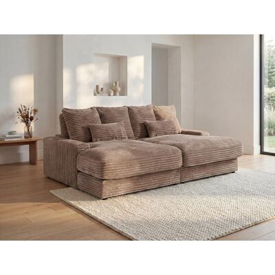 Vente-unique Comfortabele driezitsbank met diepe zitting van taupegrijs ribfluweel met brede ribbels CALAZO van Pascal Morabito Vente-unique Comfortabele driezitsbank met diepe zitting van taupegrijs ribfluweel met brede ribbels CALAZO van Pascal Morabito