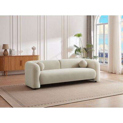 Vente-unique Driezitsbank van beige fluwelen stof OVOTAS Vente-unique Driezitsbank van beige fluwelen stof OVOTAS