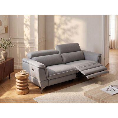 Vente-unique Elektrische driezits relaxbank MACARI - Stof - Grijs Vente-unique Elektrische driezits relaxbank MACARI - Stof - Grijs