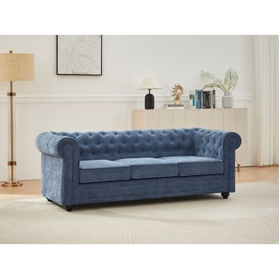 Vente-unique 3-zitsbank in blauwe stof - CHESTERFIELD Vente-unique 3-zitsbank in blauwe stof - CHESTERFIELD