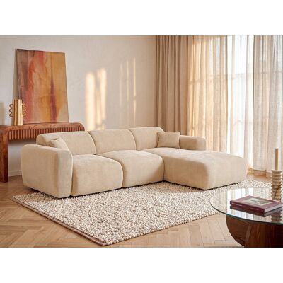 Vente-unique Grote hoekslaapbank rechts in beige fijn ribfluweel - POGNI van Maison Céphy Vente-unique Grote hoekslaapbank rechts in beige fijn ribfluweel - POGNI van Maison Céphy